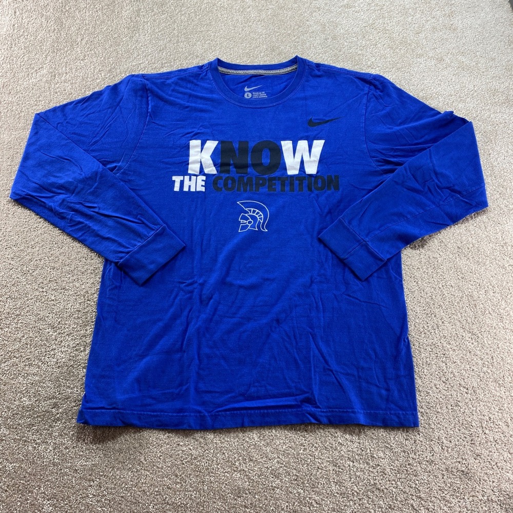 Nike Long‎ Sleeve Shirt Mens Large Blue Know The Competition Graphic Tee